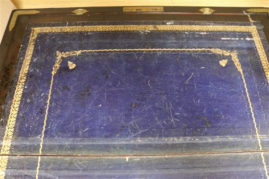 A Victorian brass bound walnut and mahogany writing slope